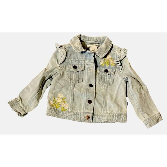 Girls Cupcakes and Cashmere Embroidered Love and Daisies Ruffled denim  2T - Picture 2 of 14